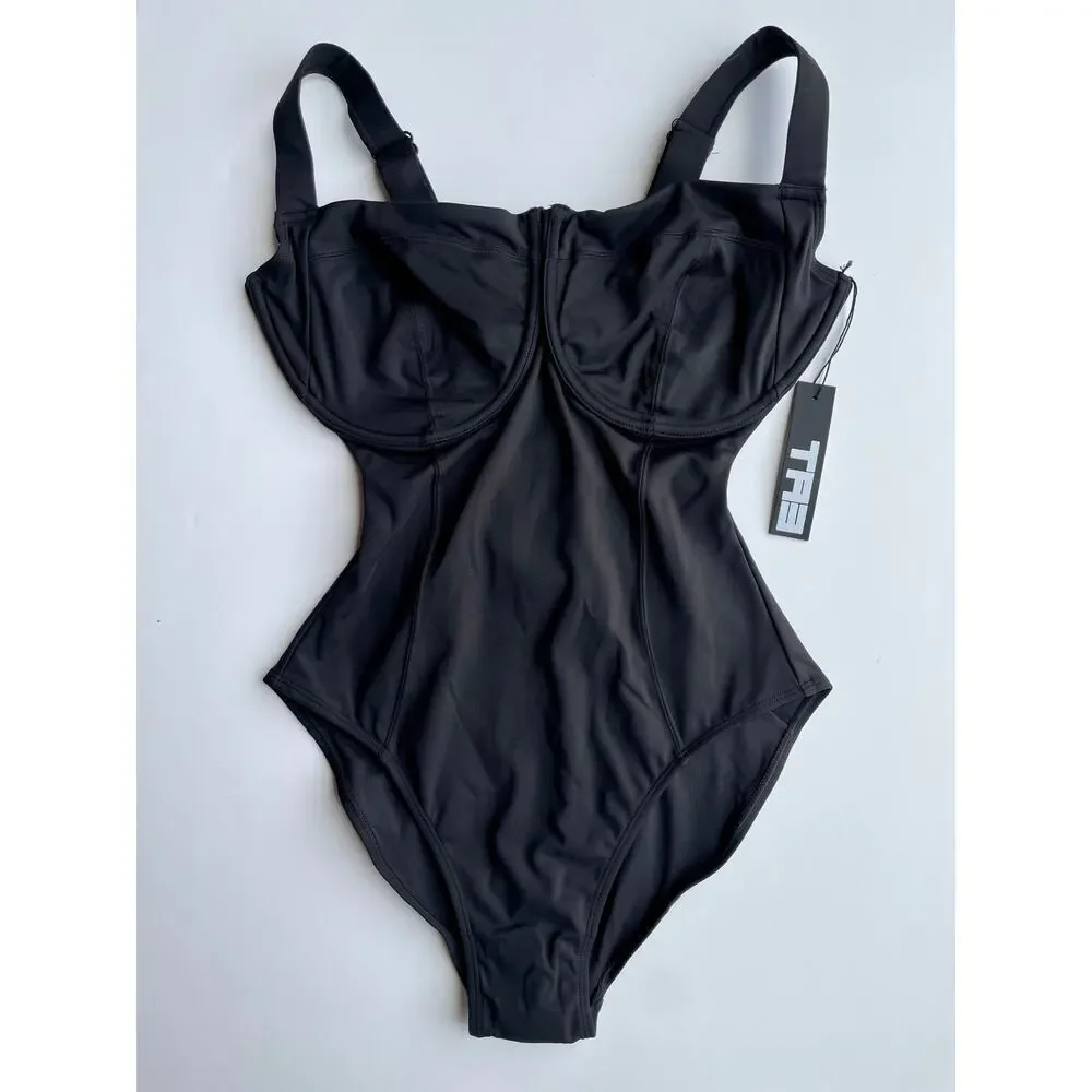 TA3 Lifty One Piece Swimsuit Corset Sculpting Black Size Small Regular/Long JK